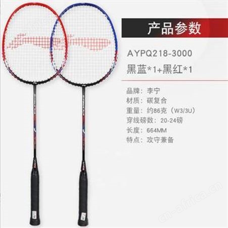 ***李宁羽毛球拍碳素纤维***级双拍超轻3u 2支装 已穿线