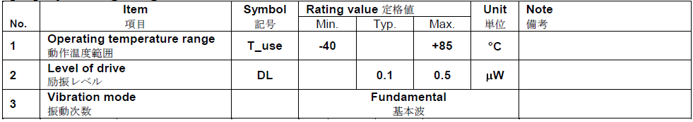 爱普生晶振X1A FC1610AN 32.768kHz规格参数说明
