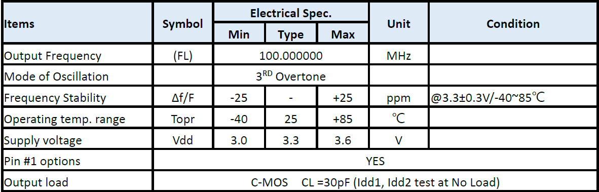 OSC有源晶振Output Load=15pF说明 OSC有源晶振Output Load=15pF说明